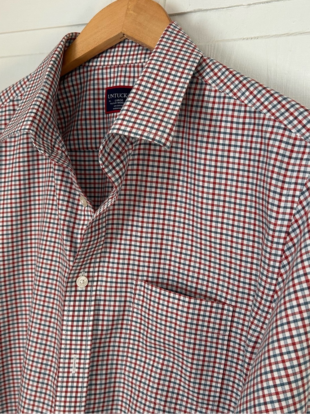 UNTUCKit Men’s Size L Tall Slim Fit Long Sleeve Button Down Check Shirt - Picture 4 of 12